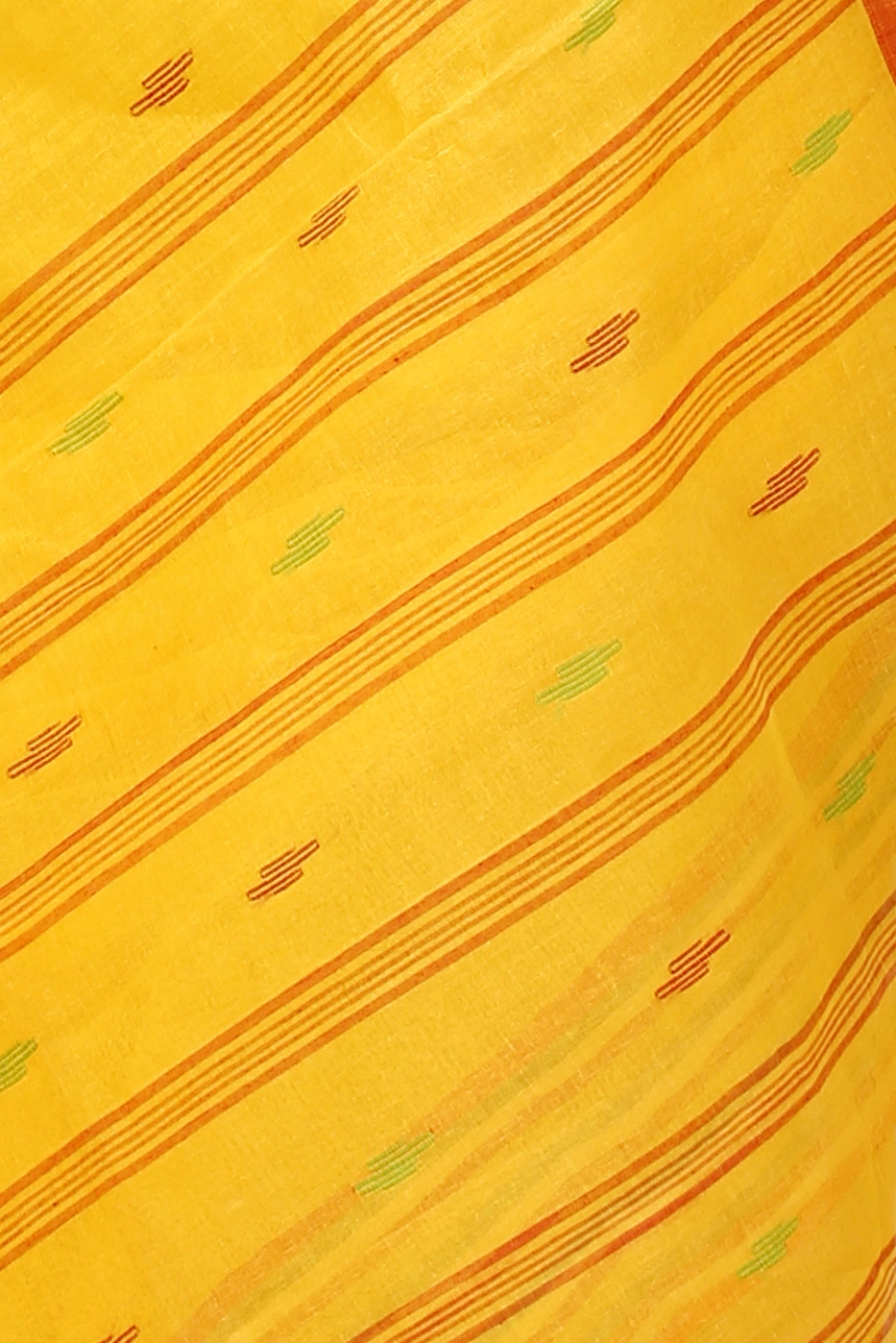 Yellow Pure Cotton mena Tant Saree (1524)