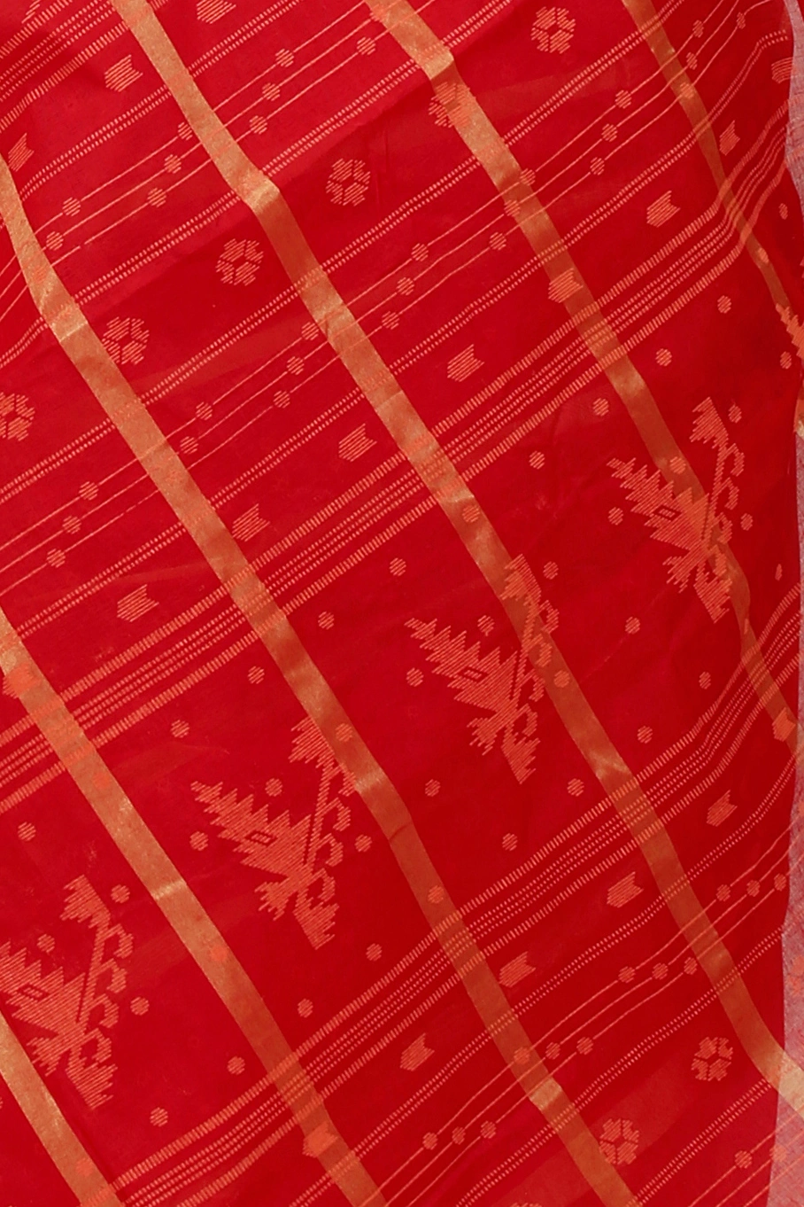Red Pure Cotton Mera Tant Saree (1527)