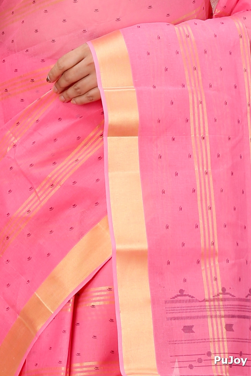 Pink Pure Cotton Mera Tant Saree (1528)