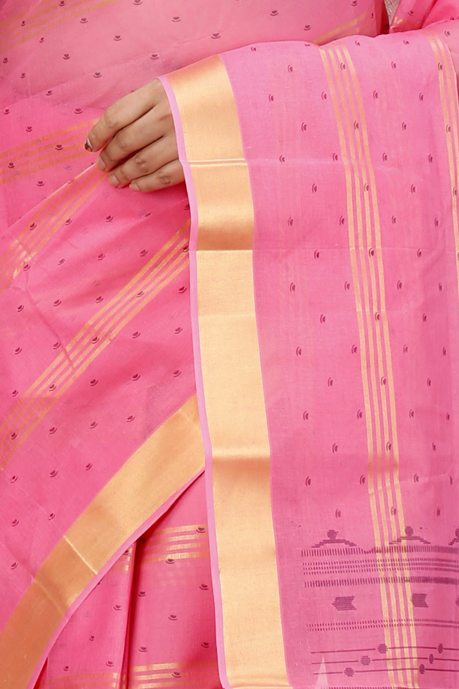 Pink Pure Cotton Mera Tant Saree (1528)