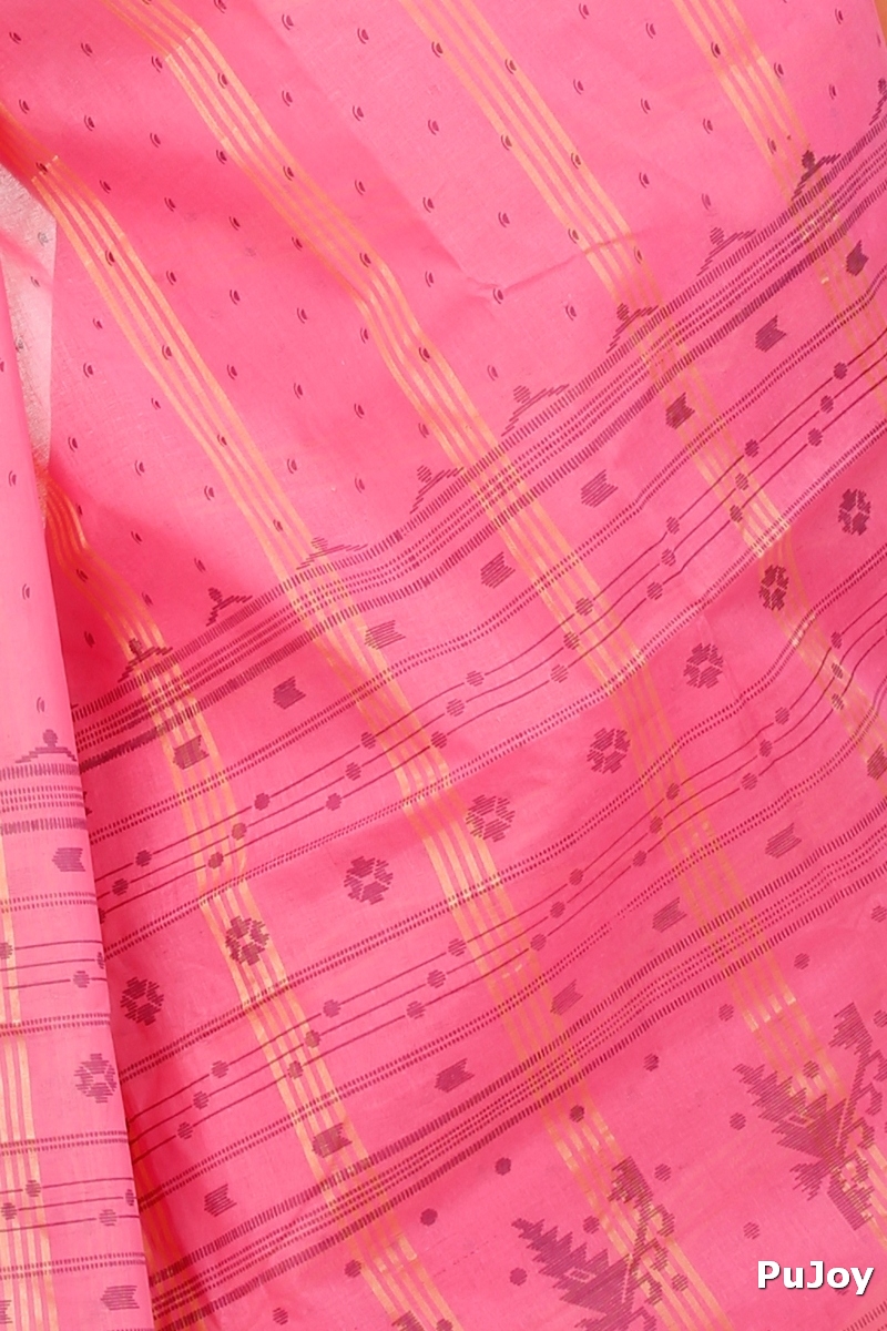 Pink Pure Cotton Mera Tant Saree (1528)