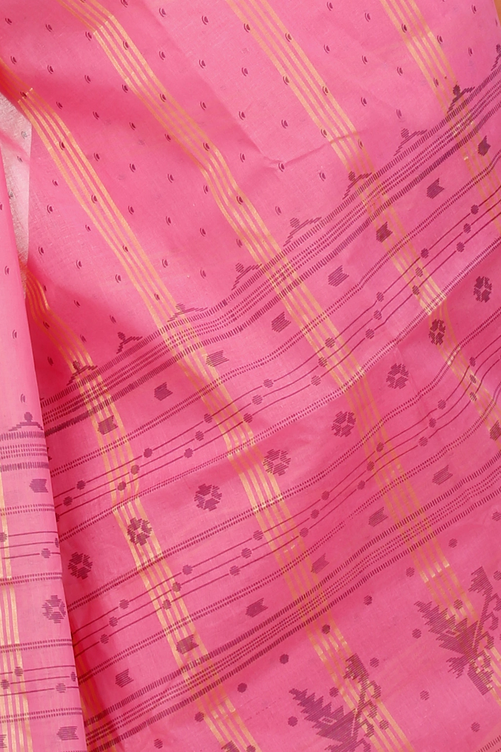 Pink Pure Cotton Mera Tant Saree (1528)