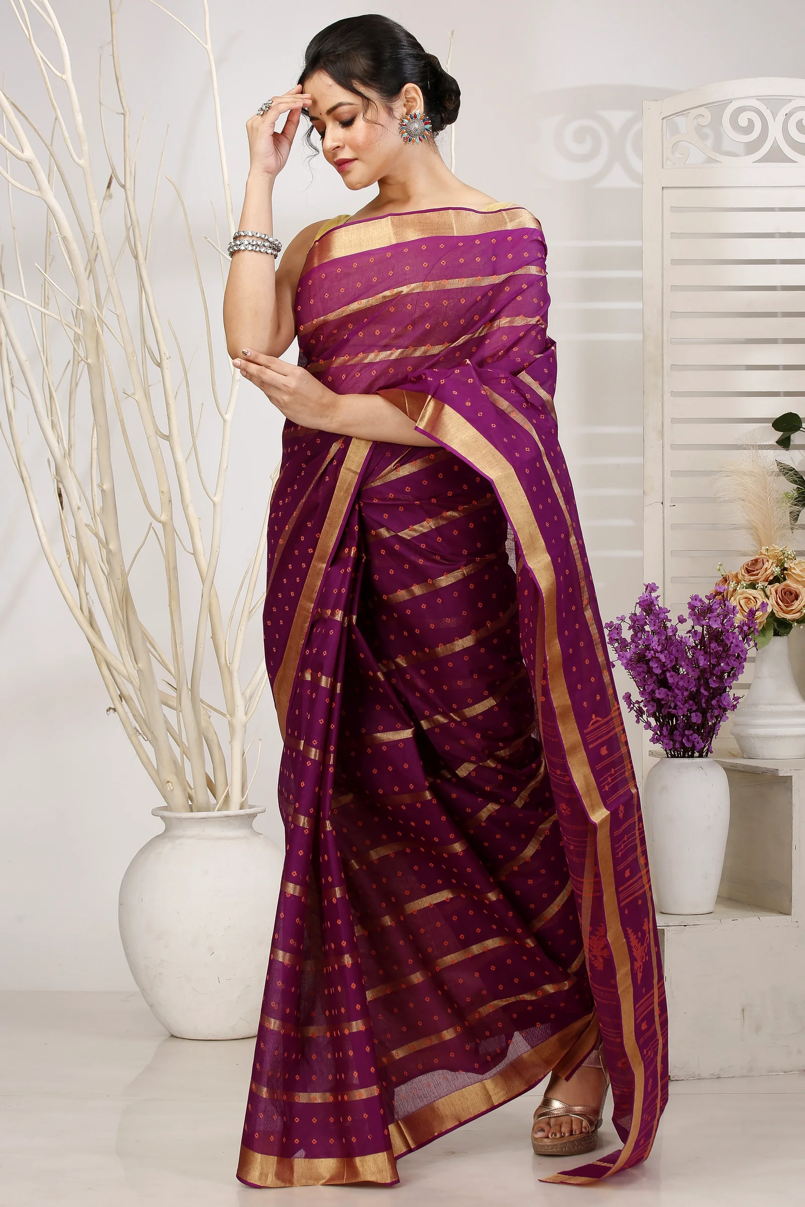Parpel Pure Cotton Mera Tant Saree (1530)