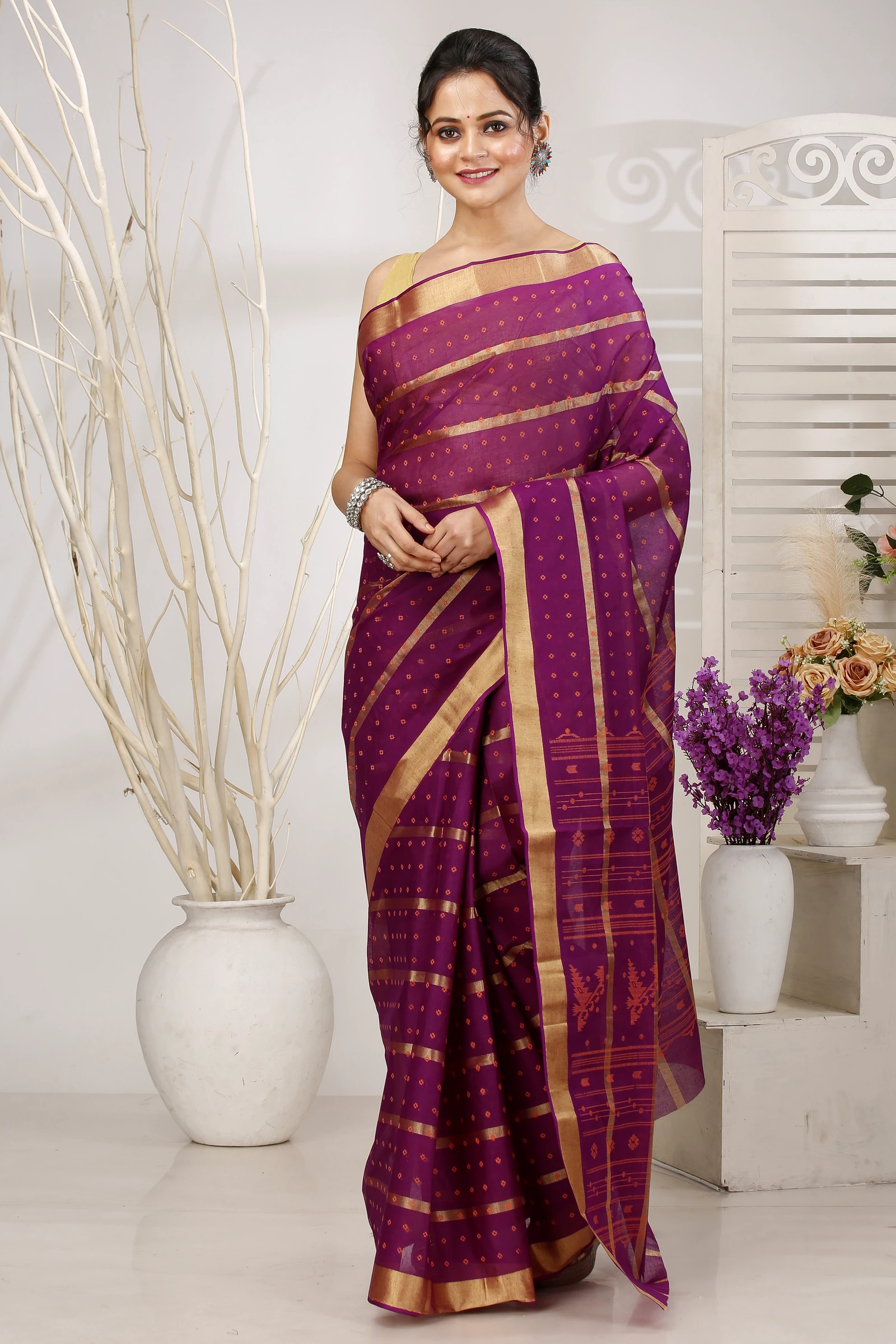 Parpel Pure Cotton Mera Tant Saree (1530)