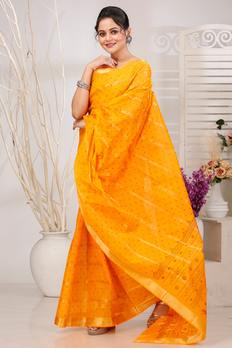 Yellow Pure Cotton Mera Tant Saree (1531)