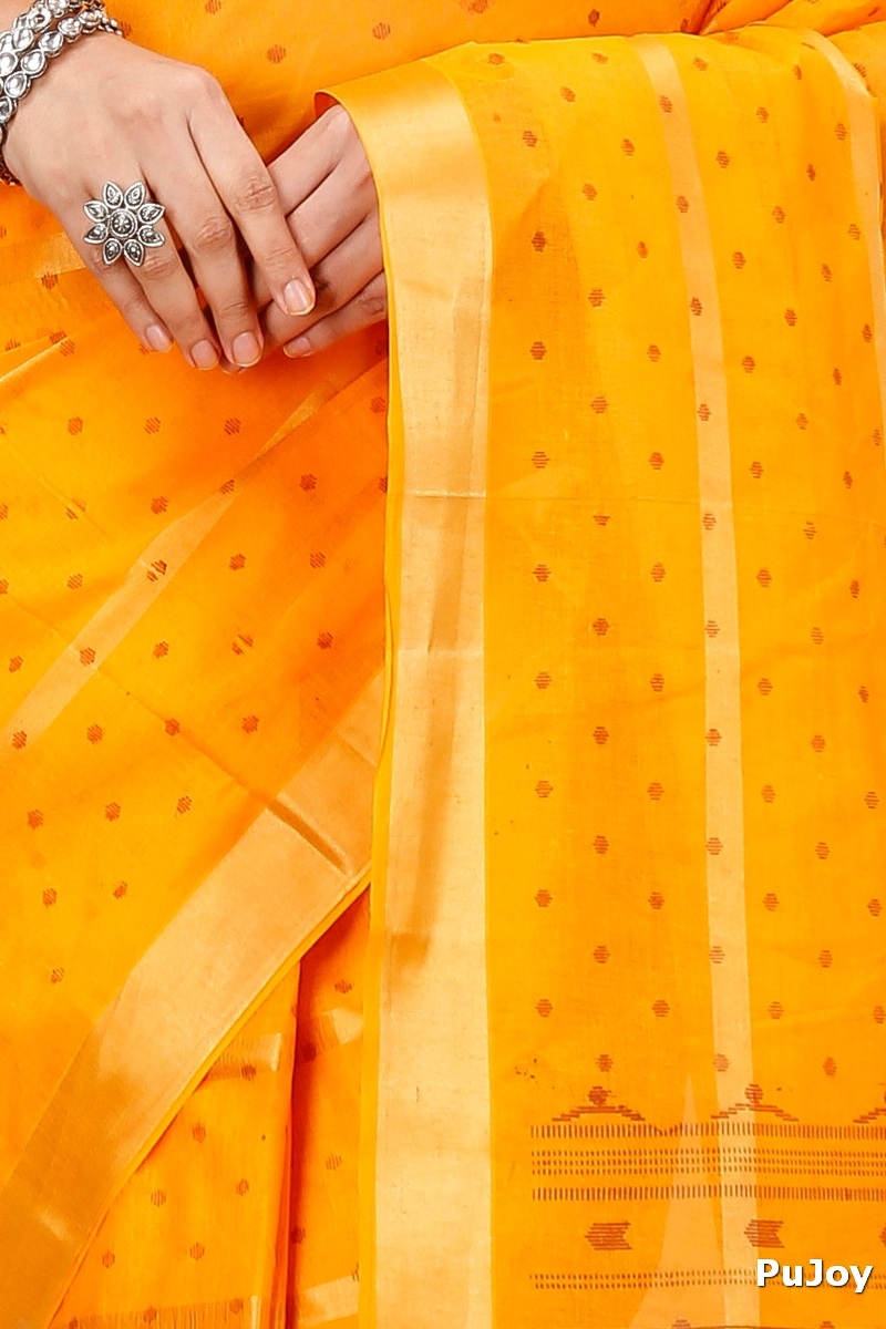 Yellow Pure Cotton Mera Tant Saree (1531)