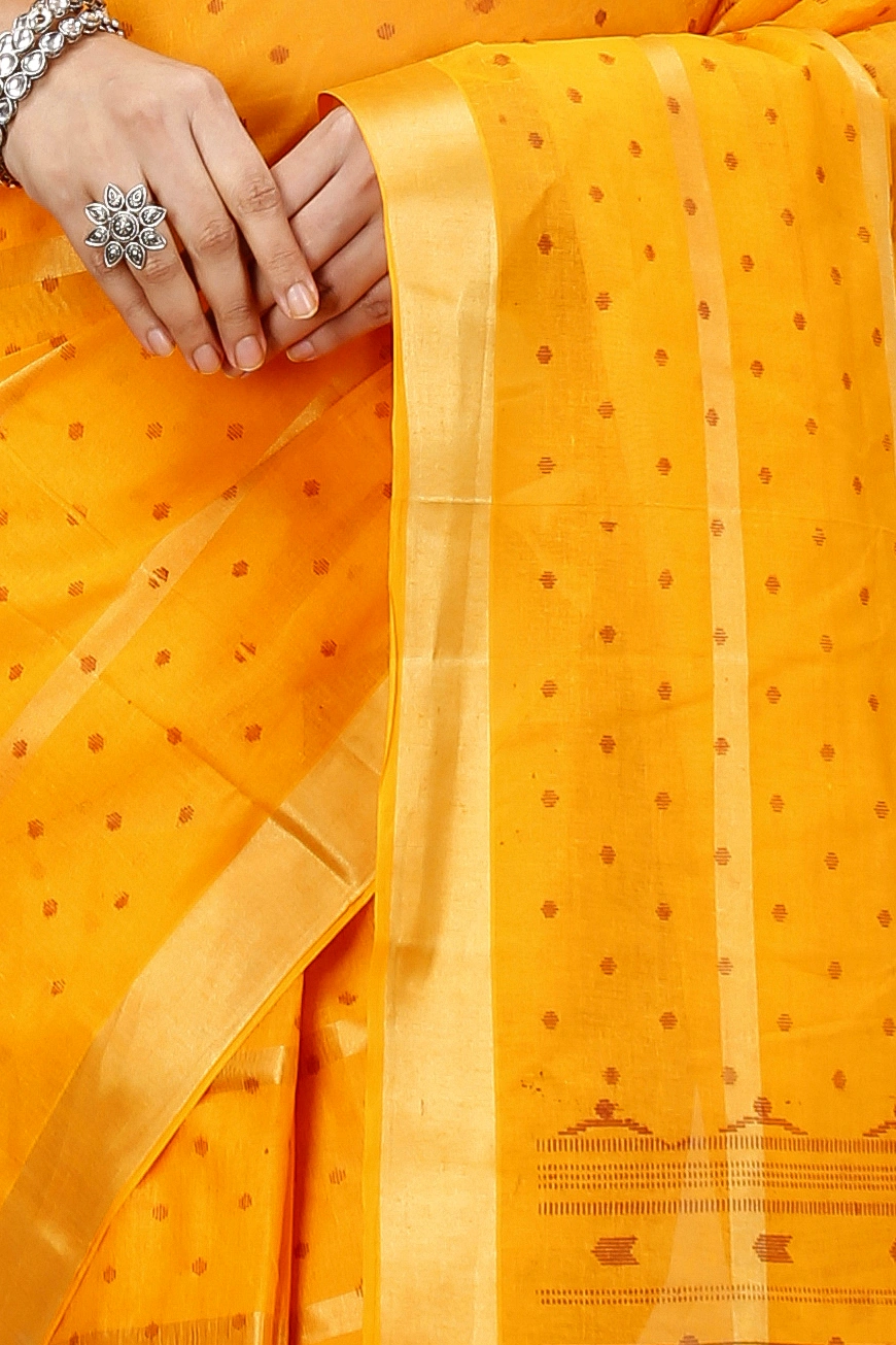 Yellow Pure Cotton Mera Tant Saree (1531)