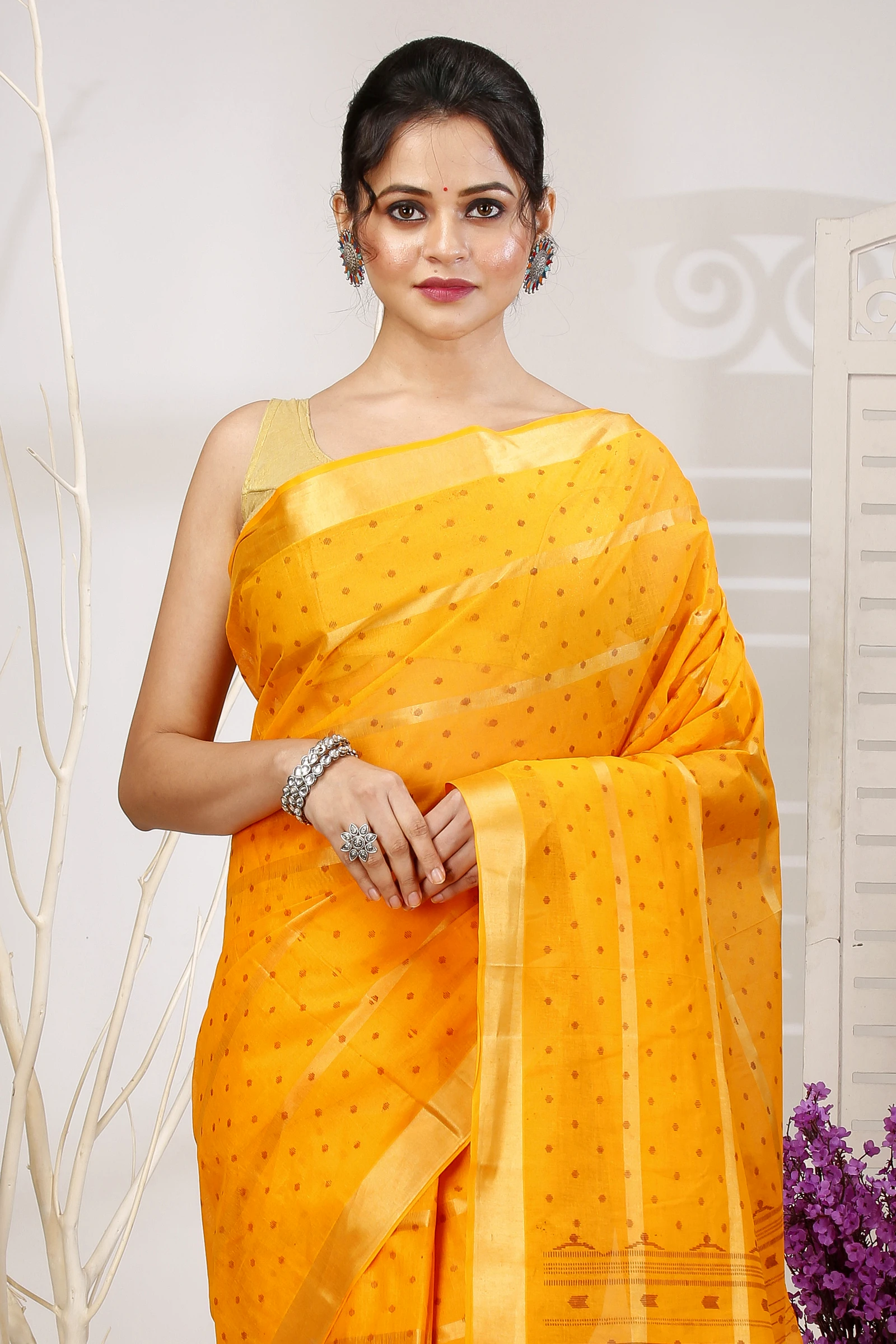 Yellow Pure Cotton Mera Tant Saree (1531)