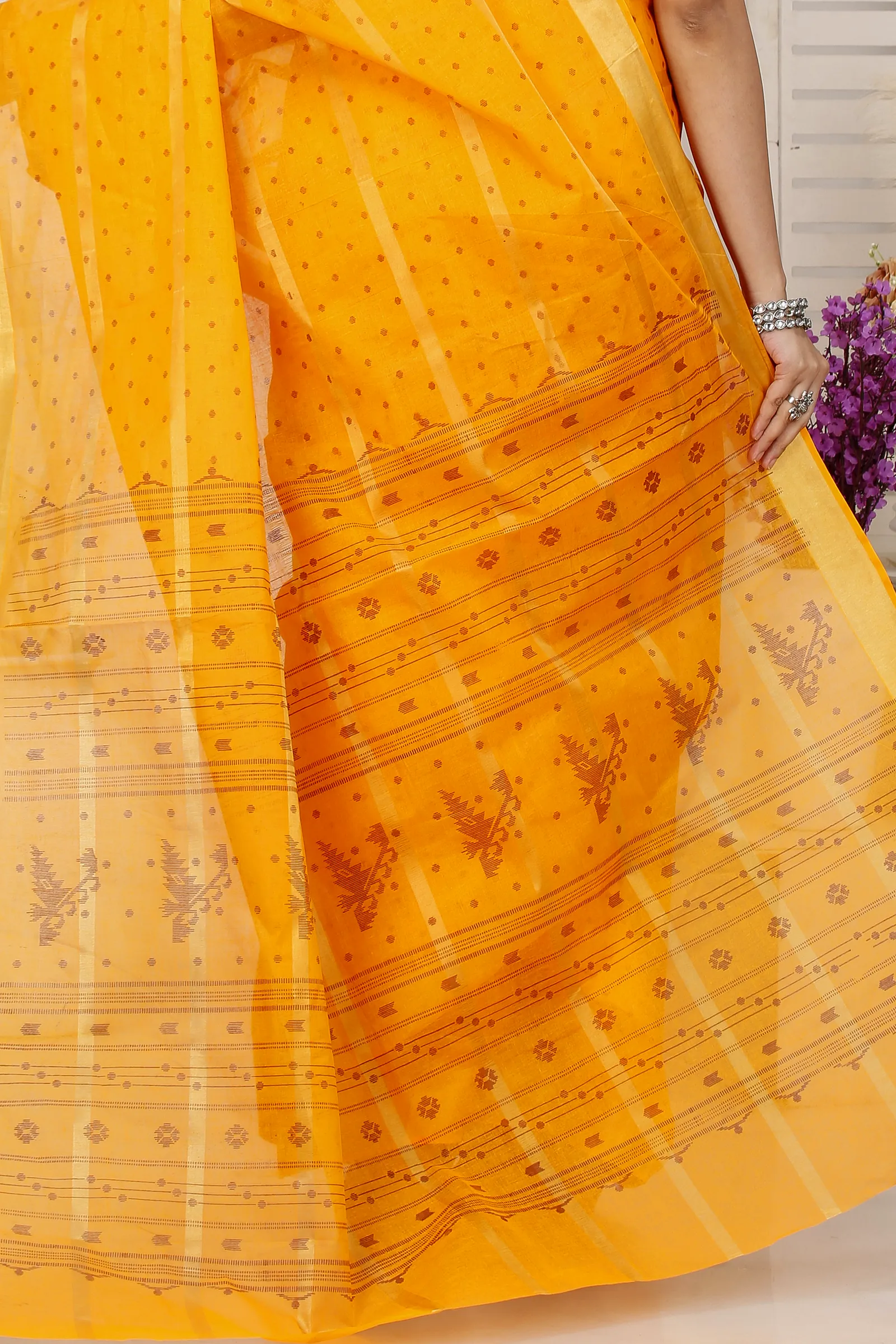 Yellow Pure Cotton Mera Tant Saree (1531)