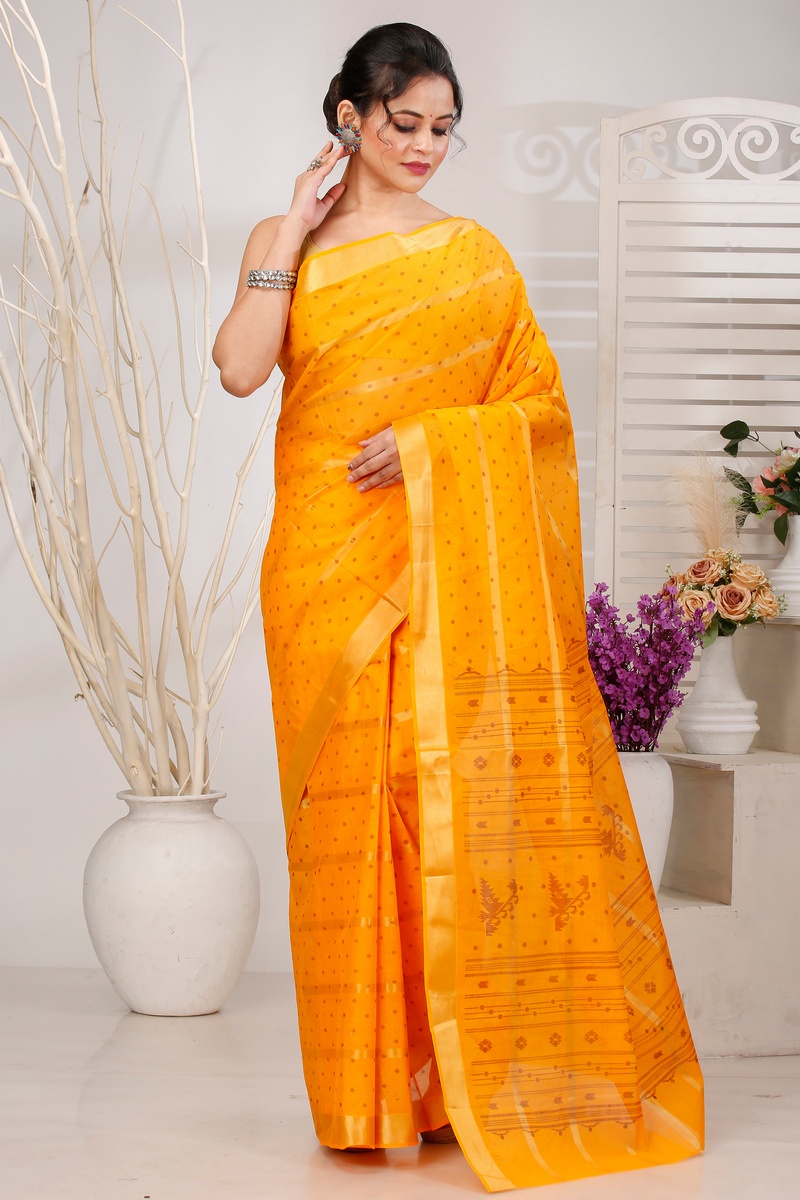Yellow Pure Cotton Mera Tant Saree (1531)
