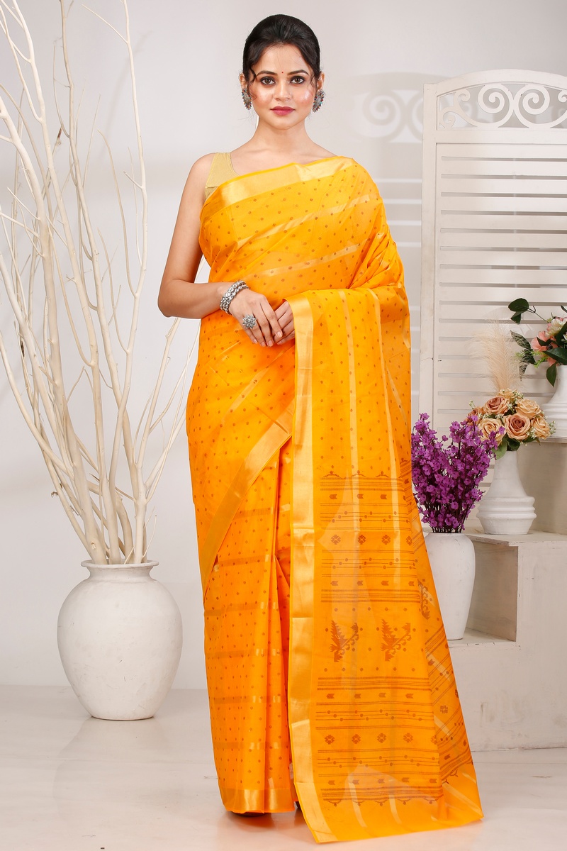 Yellow Pure Cotton Mera Tant Saree (1531)