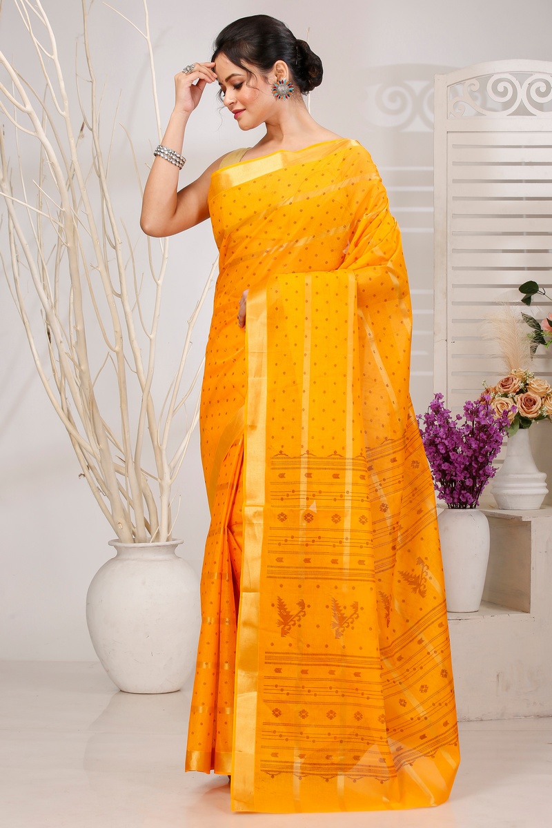 Yellow Pure Cotton Mera Tant Saree (1531)