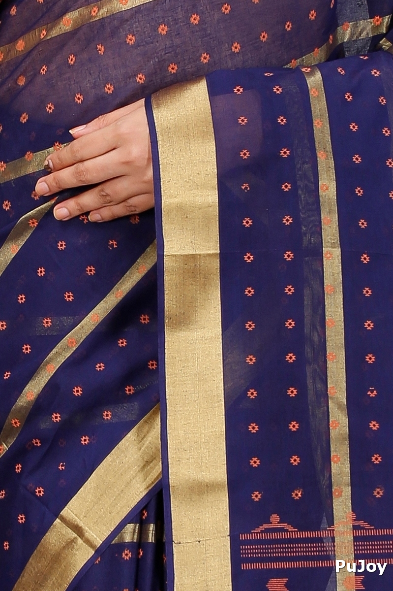 Naby Blue Pure Cotton Mera Tant Saree (1532)