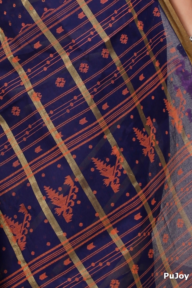 Naby Blue Pure Cotton Mera Tant Saree (1532)