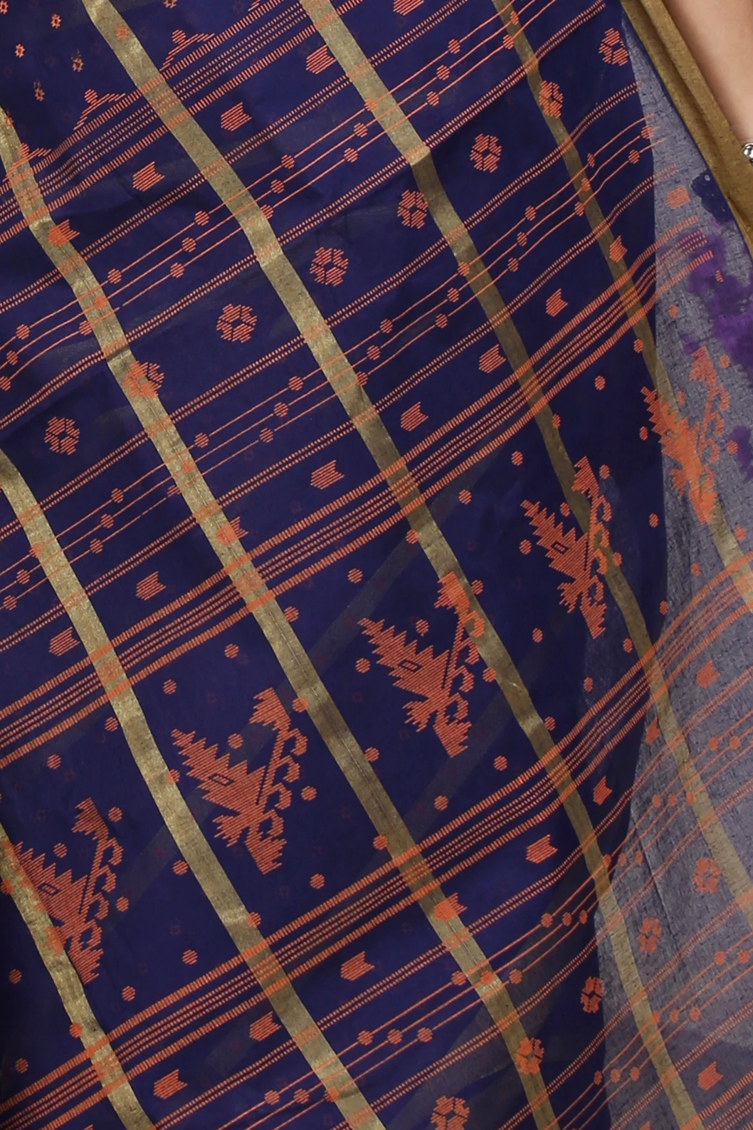 Naby Blue Pure Cotton Mera Tant Saree (1532)