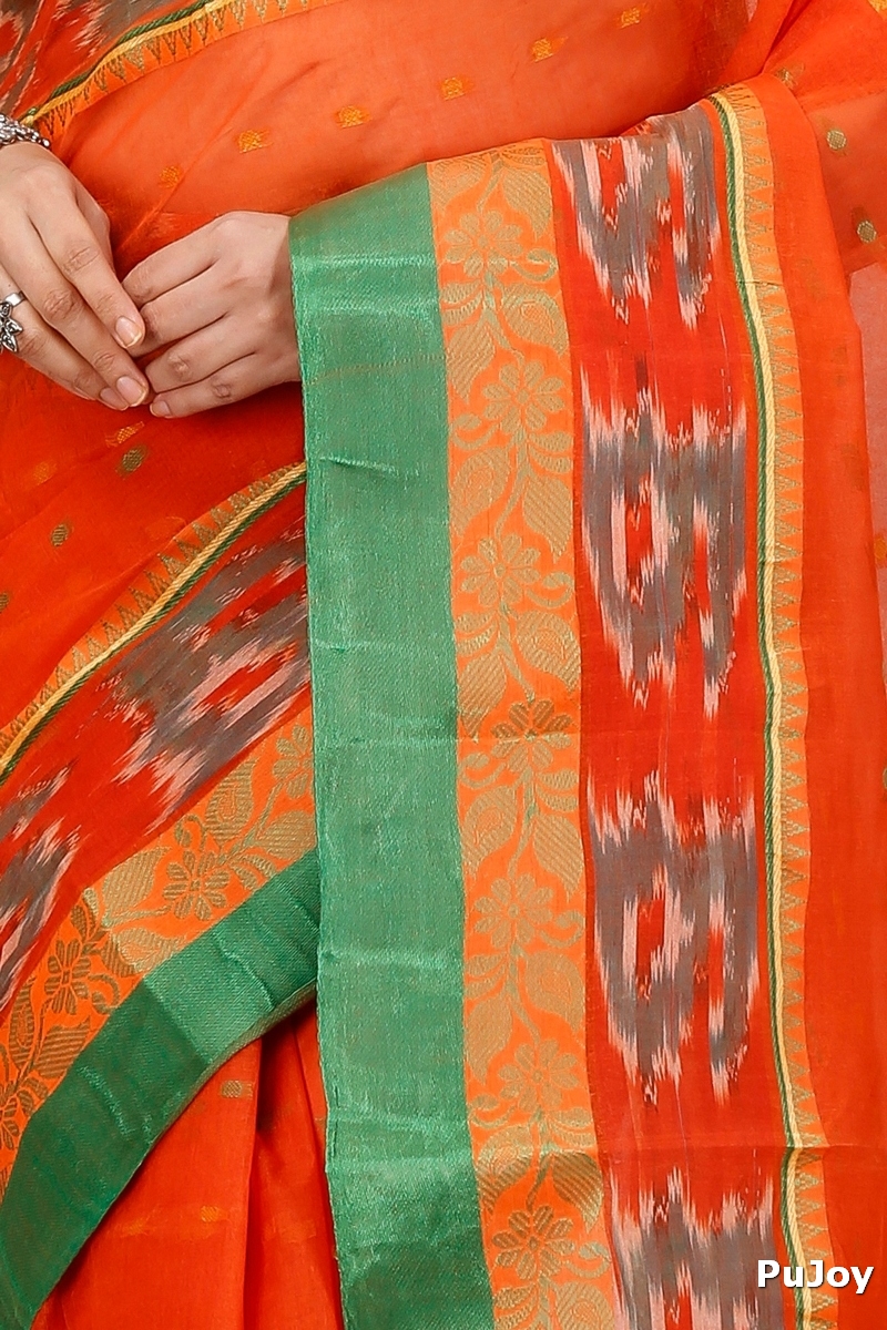 Orange Pure Cotton Moli Tant Saree (1533)