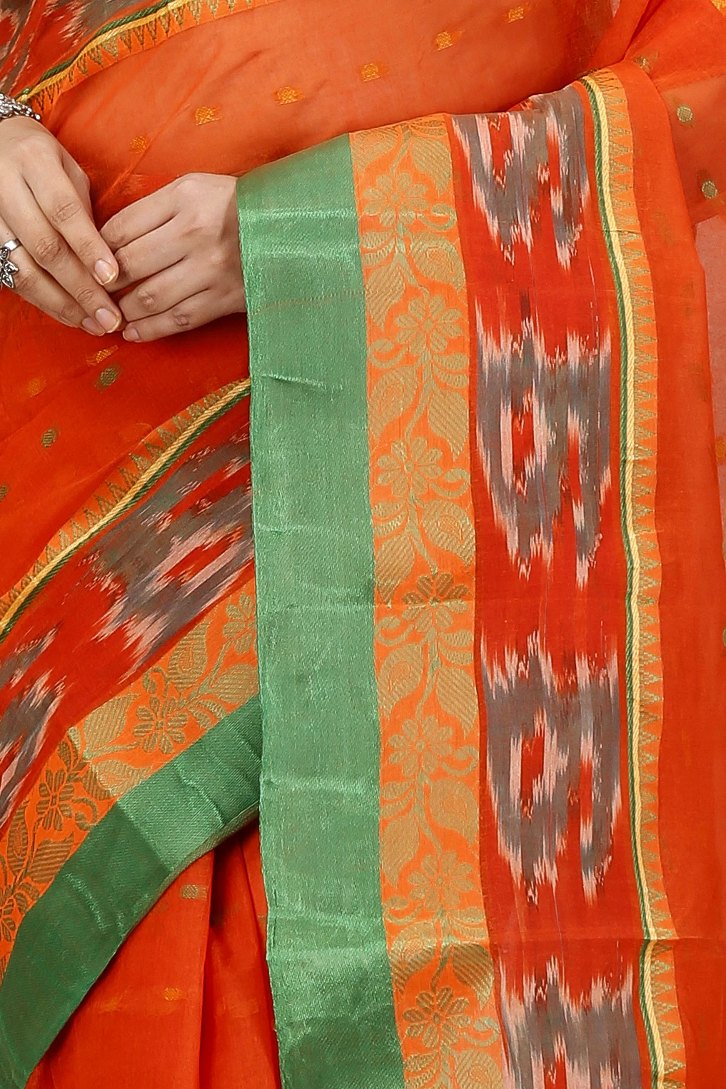 Orange Pure Cotton Moli Tant Saree (1533)