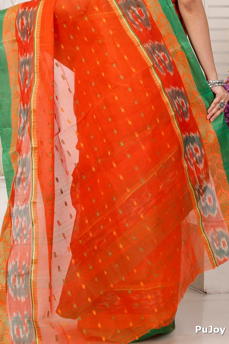 Orange Pure Cotton Moli Tant Saree (1533)