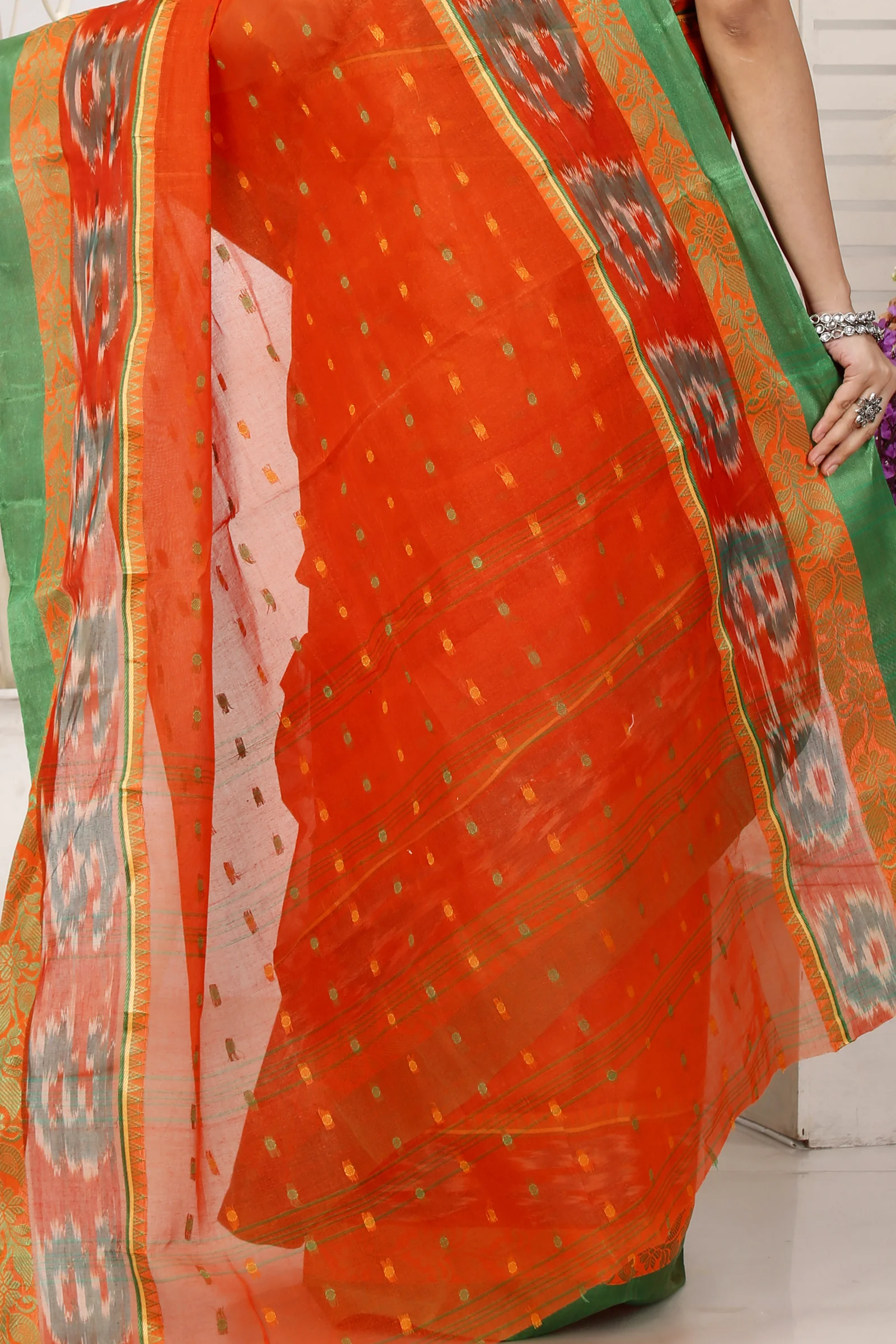 Orange Pure Cotton Moli Tant Saree (1533)