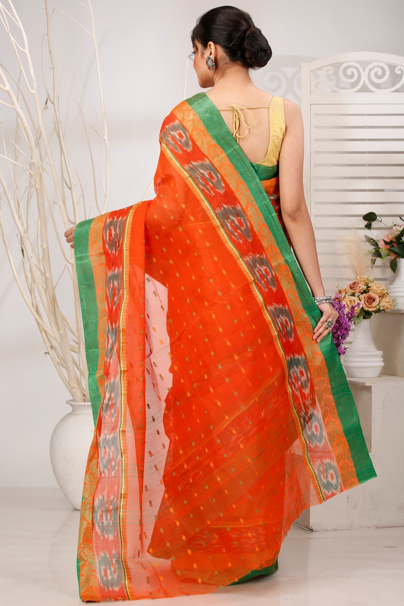 Orange Pure Cotton Moli Tant Saree (1533)