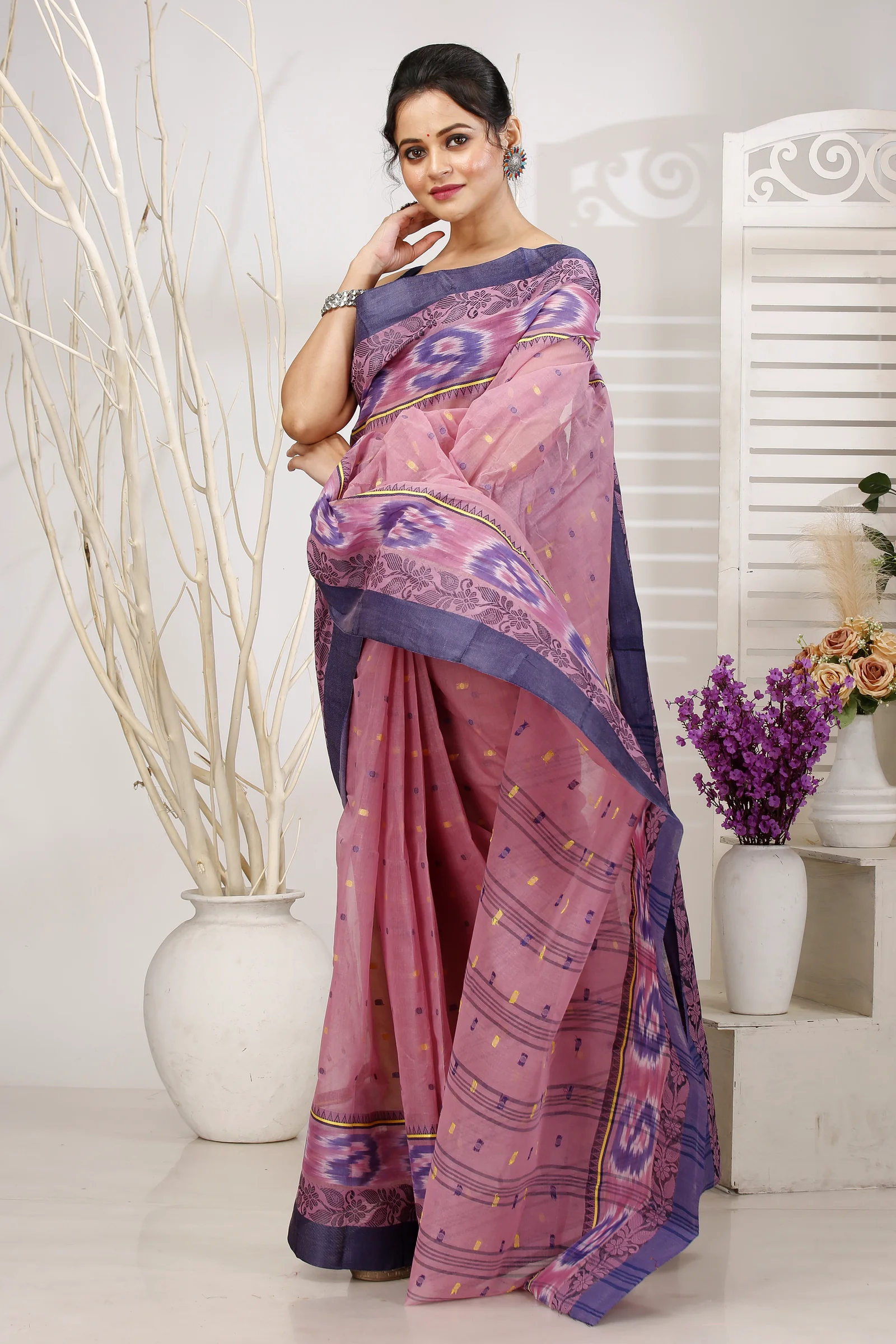 Brown Pure Cotton Moli Tant Saree (1534)