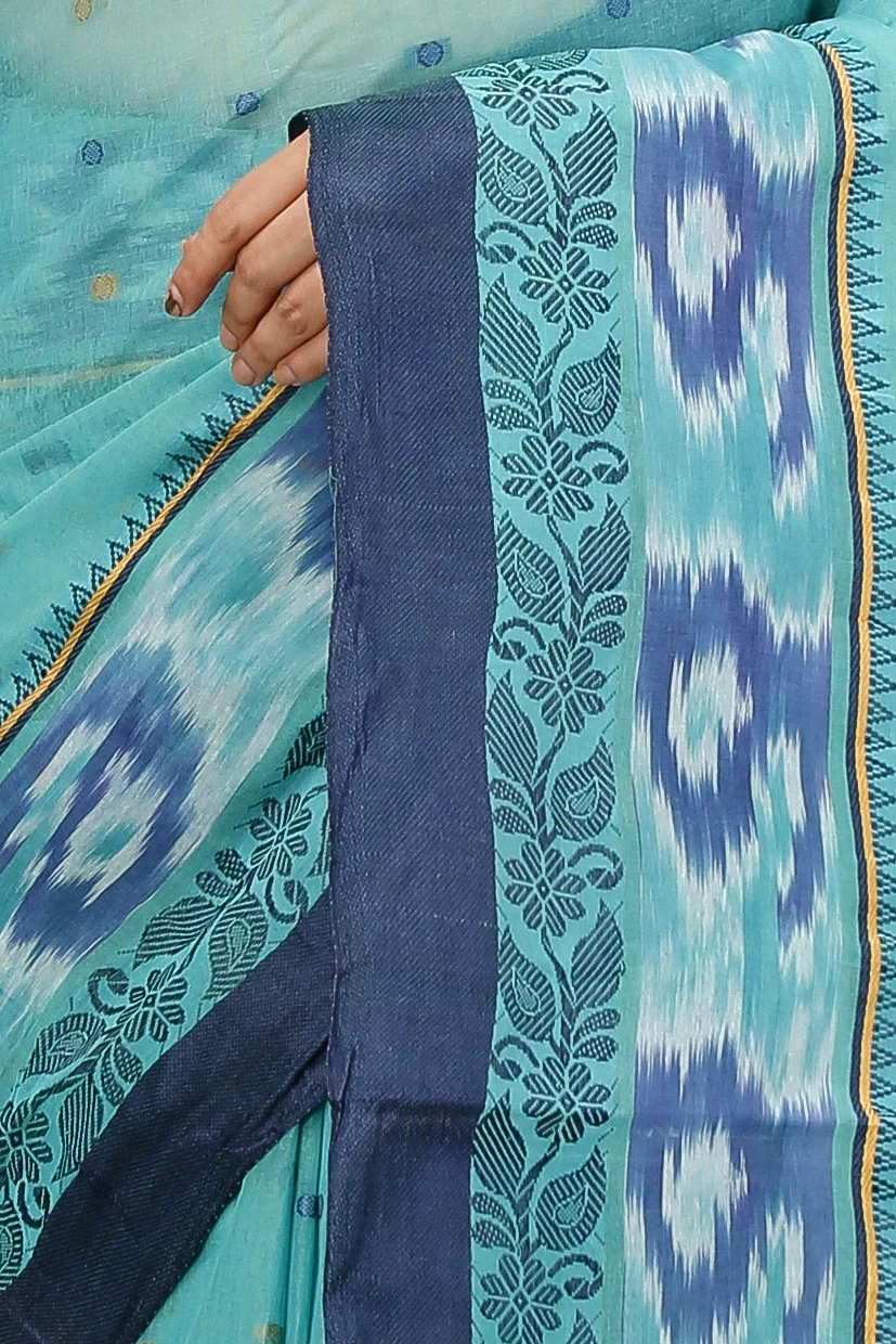 See Green Pure Cotton Moli Tant Saree (1535)