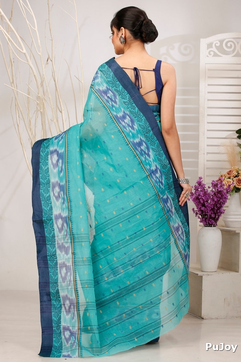 See Green Pure Cotton Moli Tant Saree (1535)