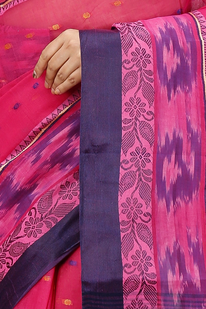 Pink Pure Cotton Moli Tant Saree (1536)