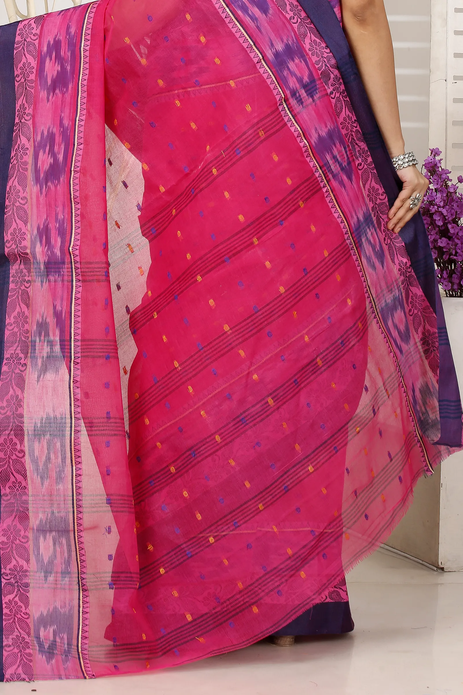 Pink Pure Cotton Moli Tant Saree (1536)