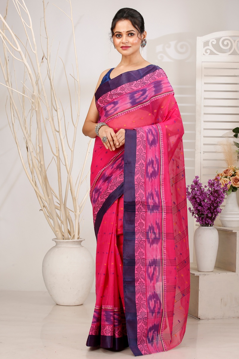 Pink Pure Cotton Moli Tant Saree (1536)