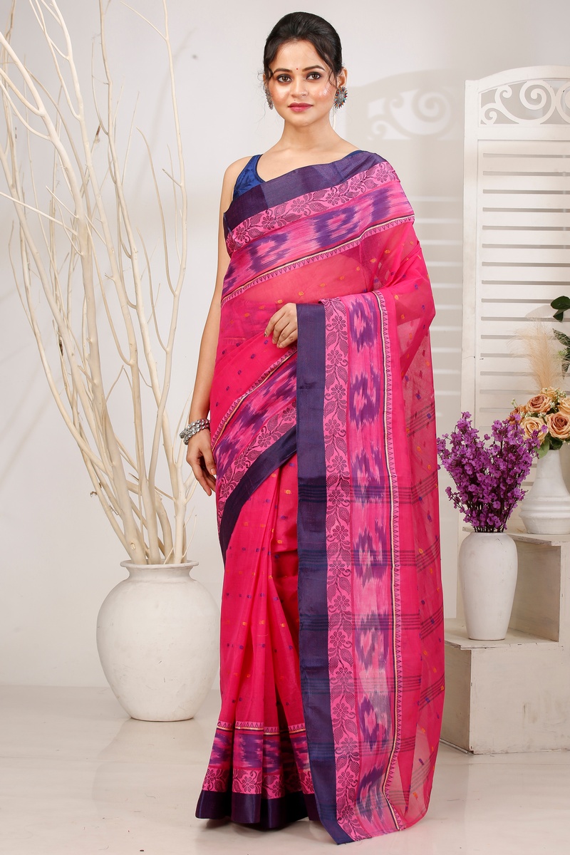 Pink Pure Cotton Moli Tant Saree (1536)