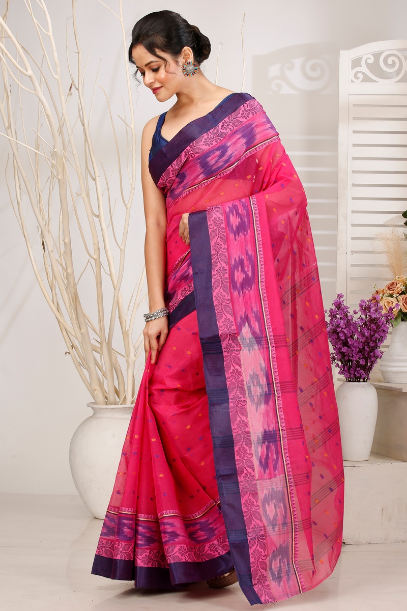 Pink Pure Cotton Moli Tant Saree (1536)
