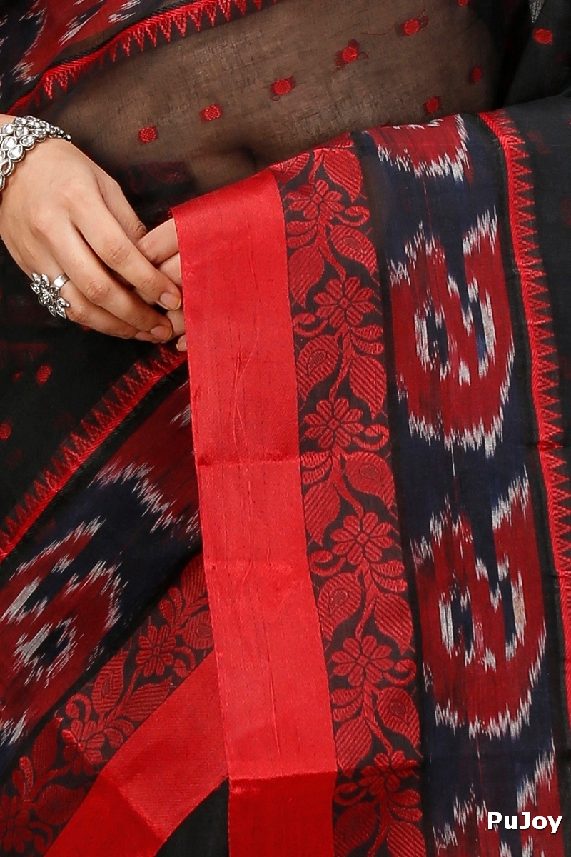 Black Pure Cotton Moli Tant Saree (1537)