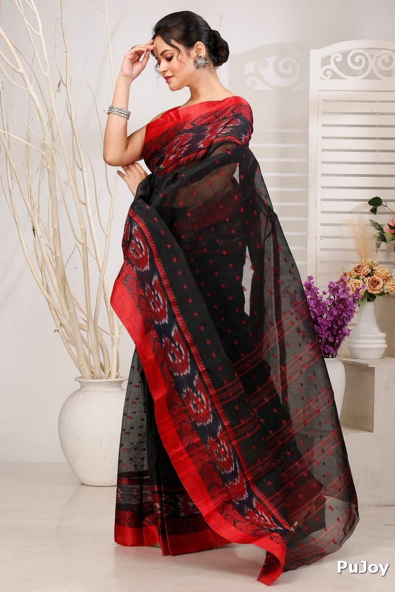 Black Pure Cotton Moli Tant Saree (1537)