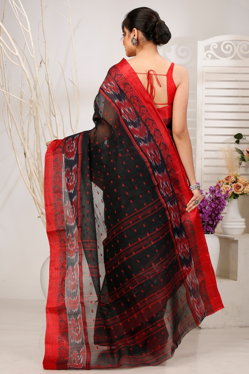 Black Pure Cotton Moli Tant Saree (1537)