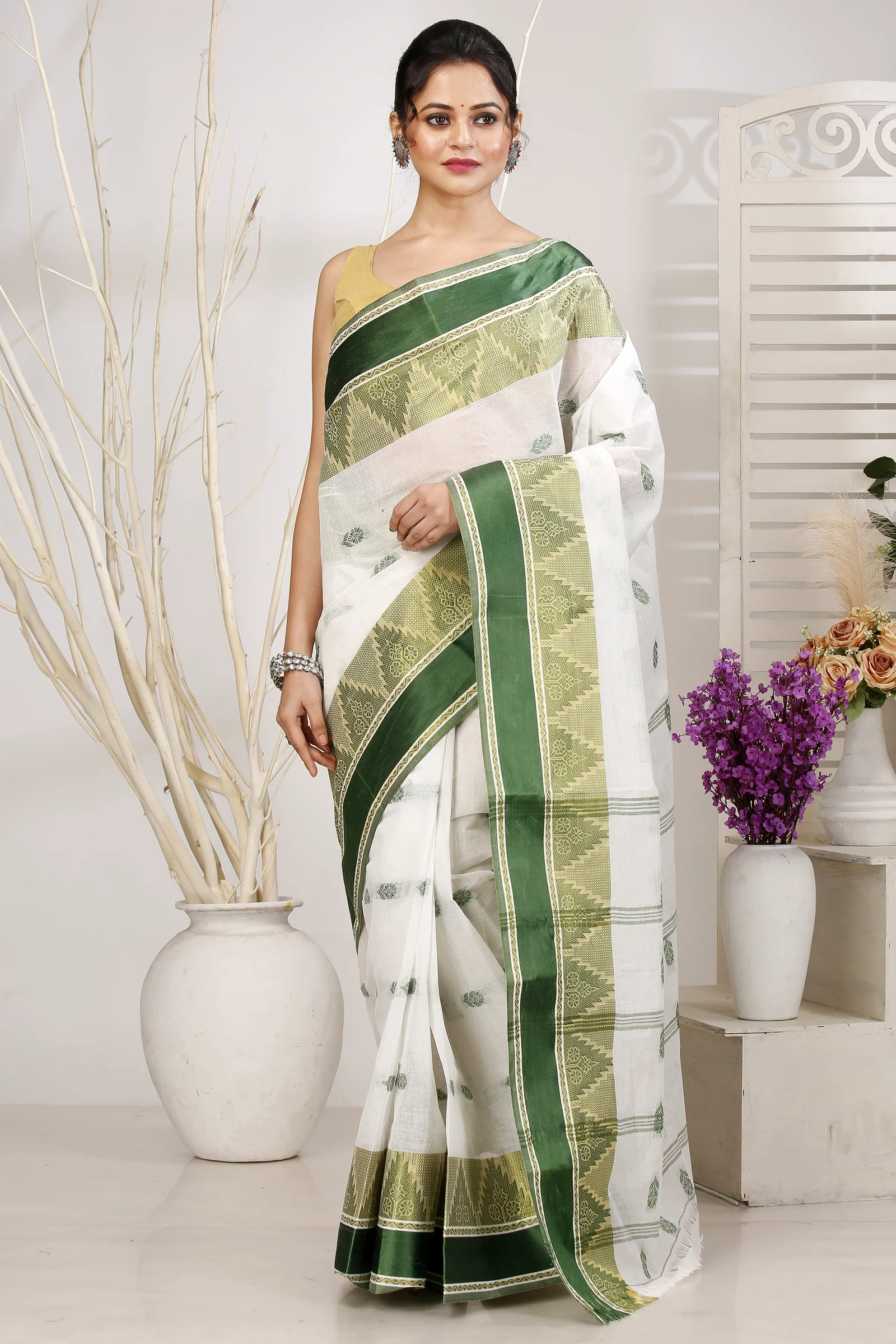 Green Pure Cotton Sadasob Tant Saree (1540)