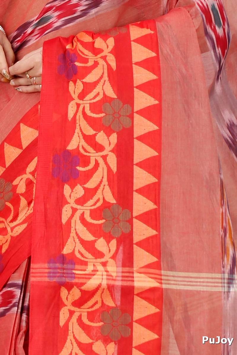 Orange Pure Cotton Mili Tant Saree (1541)