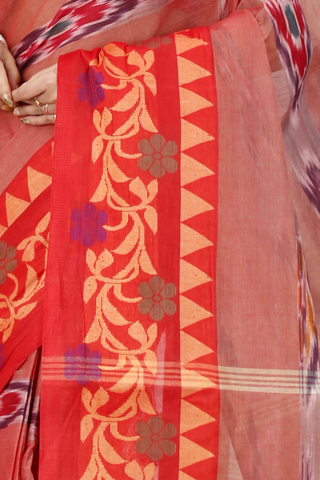 Orange Pure Cotton Mili Tant Saree (1541)