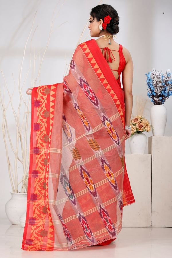 Orange Pure Cotton Mili Tant Saree (1541)