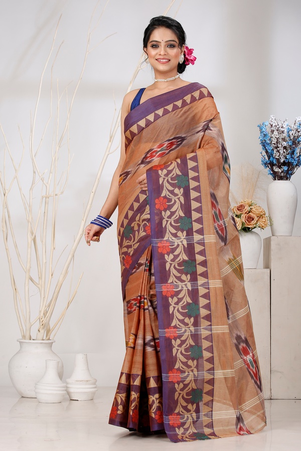Brown Pure Cotton Mili Tant Saree (1542)