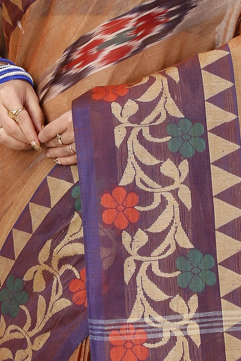 Brown Pure Cotton Mili Tant Saree (1542)
