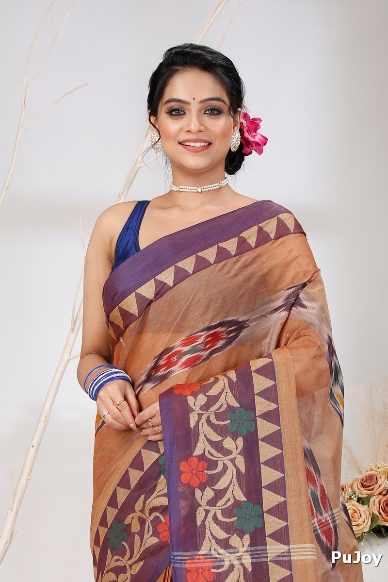 Brown Pure Cotton Mili Tant Saree (1542)