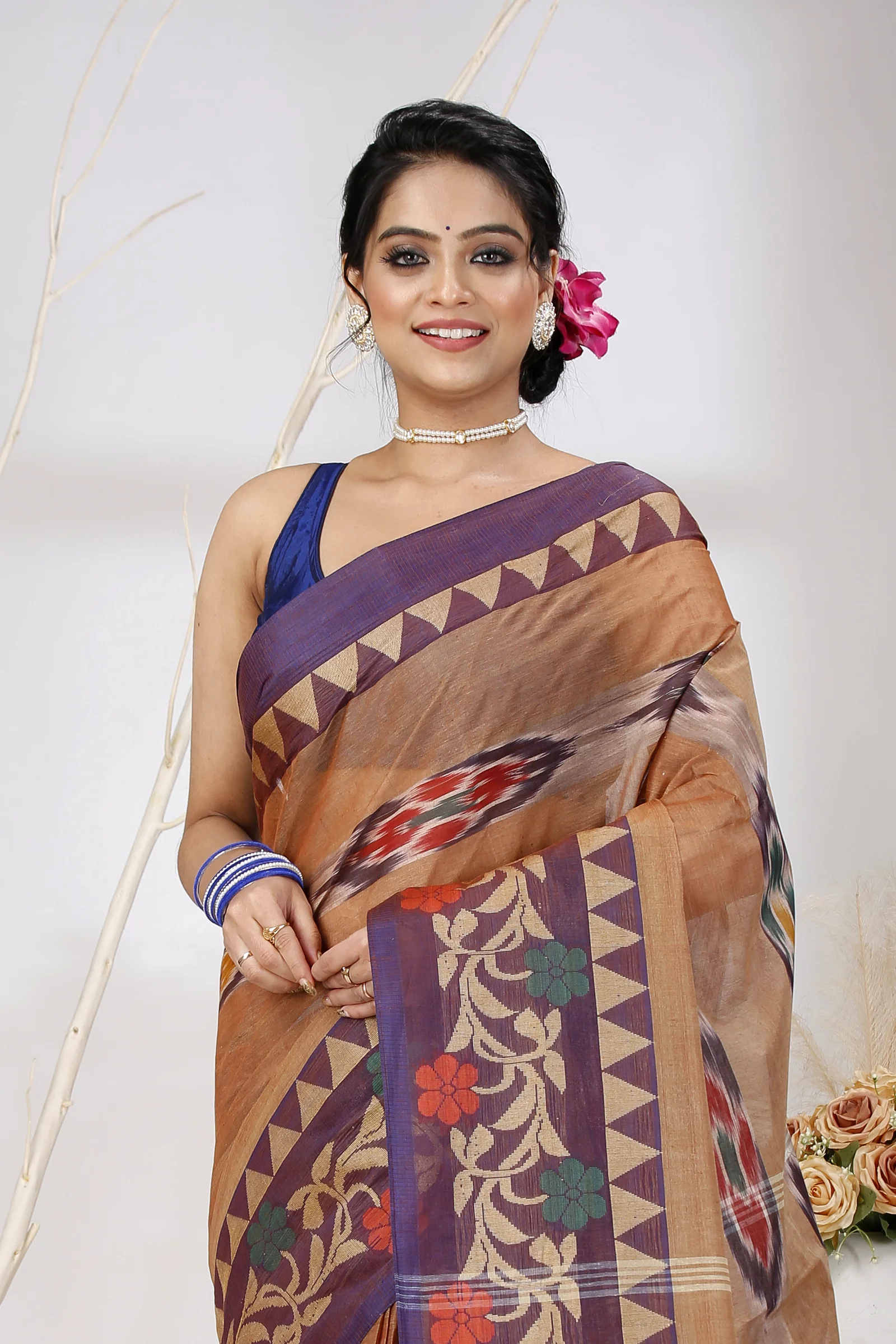 Brown Pure Cotton Mili Tant Saree (1542)