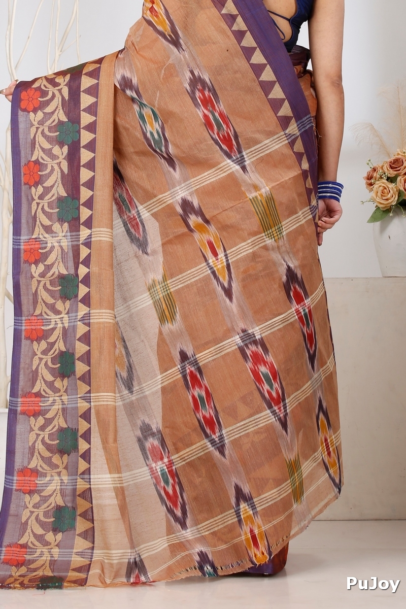 Brown Pure Cotton Mili Tant Saree (1542)