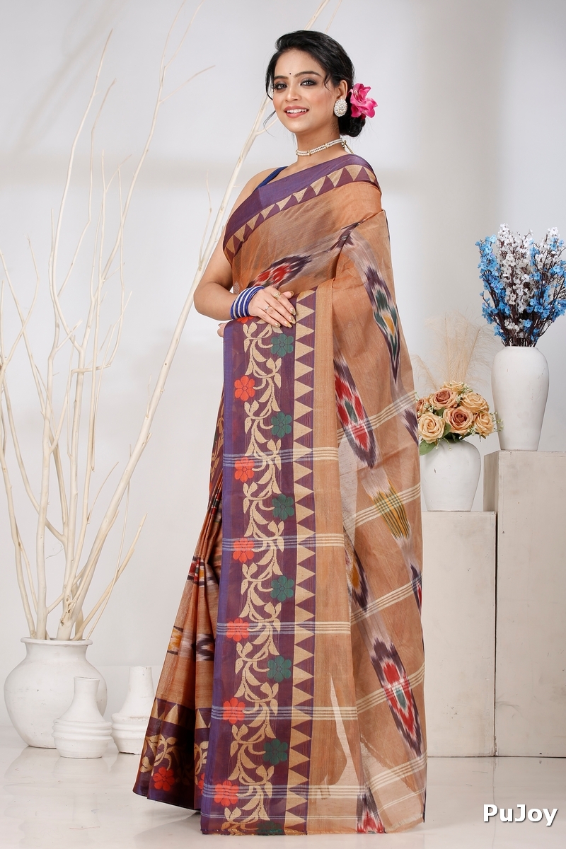 Brown Pure Cotton Mili Tant Saree (1542)