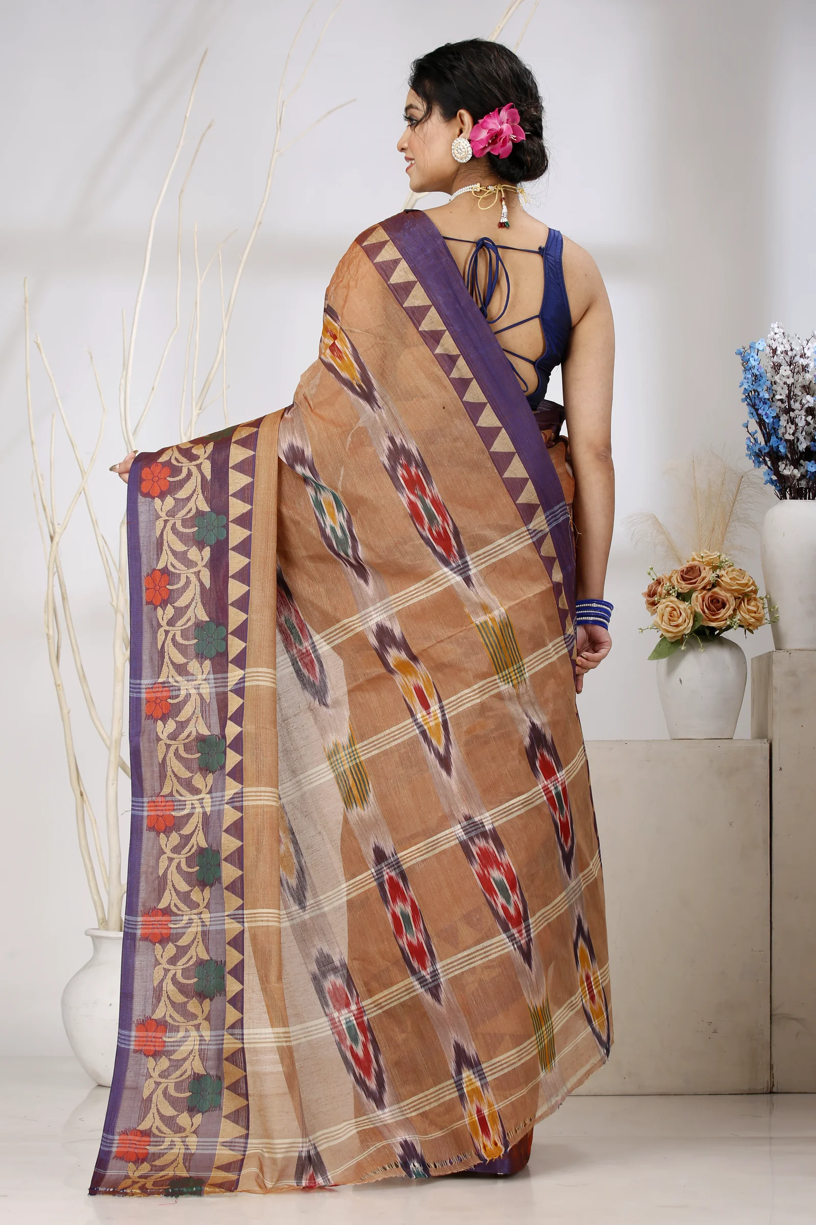 Brown Pure Cotton Mili Tant Saree (1542)