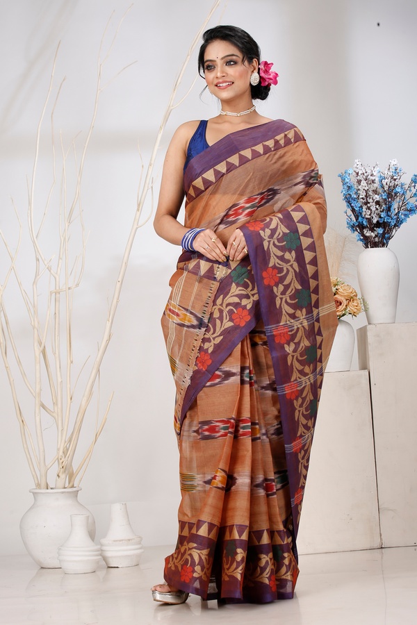 Brown Pure Cotton Mili Tant Saree (1542)