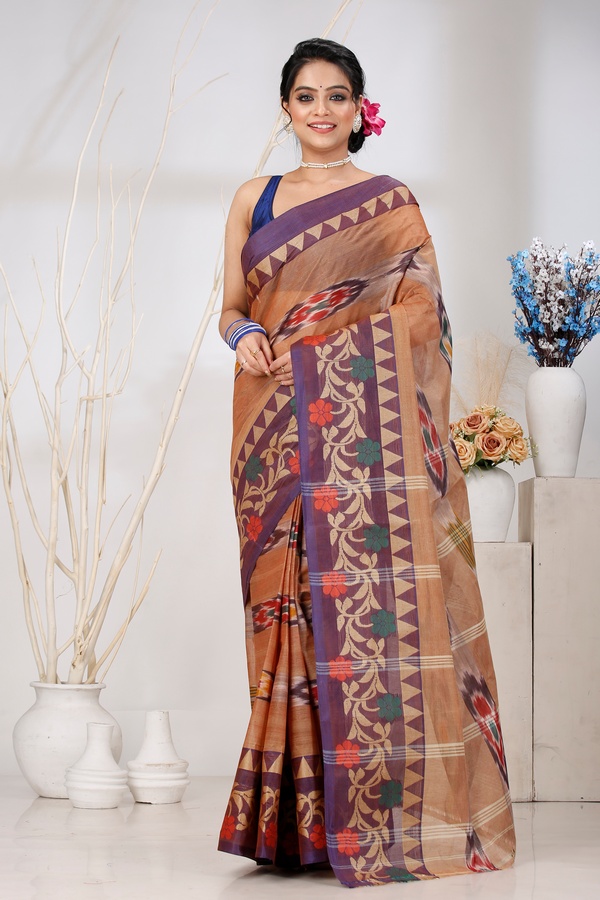 Brown Pure Cotton Mili Tant Saree (1542)
