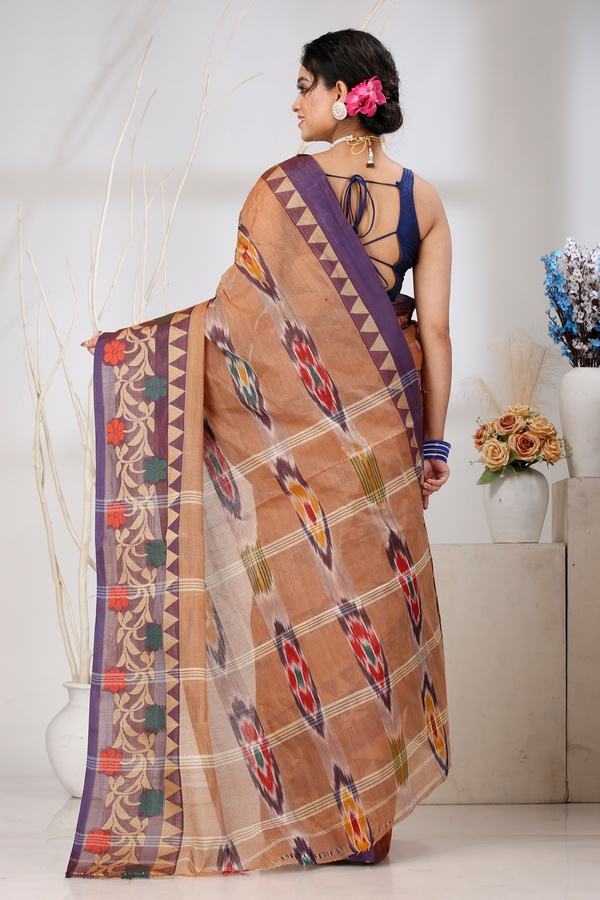 Brown Pure Cotton Mili Tant Saree (1542)