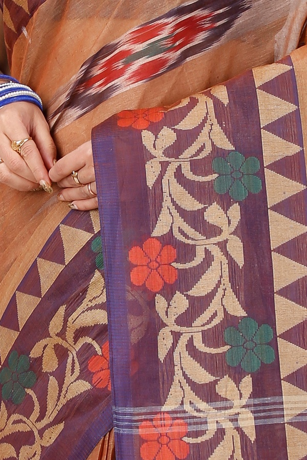 Brown Pure Cotton Mili Tant Saree (1542)